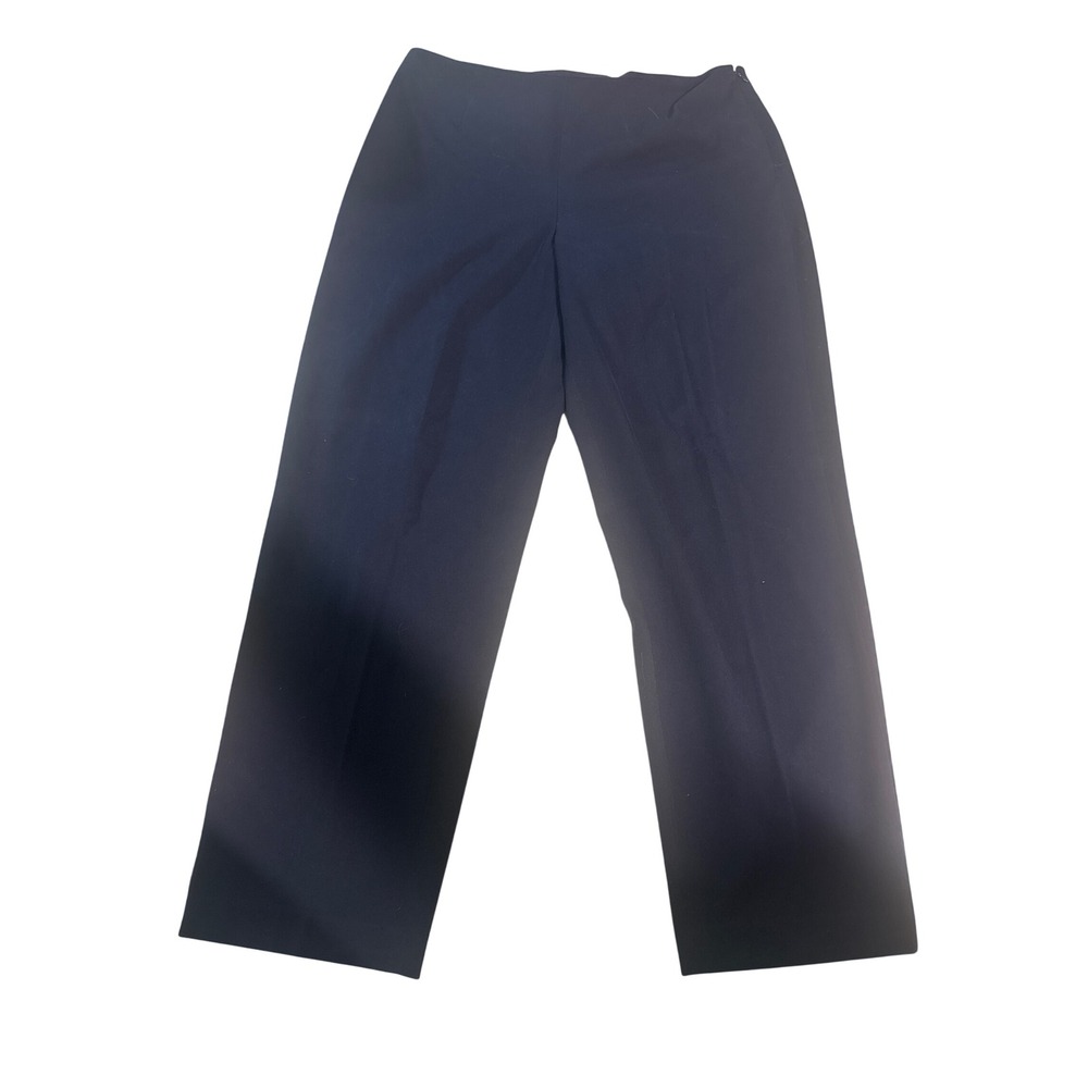 Talbots Navy Blue Stretch Straight Leg Dress Pants Side Zip Womens Size 18